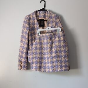 Fashion Nova Lavender and Beige Houndstooth Blazer Set